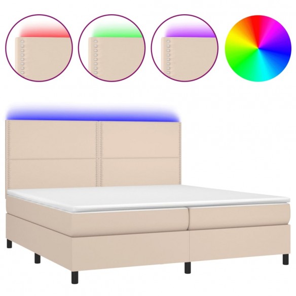 Cadre de lit avec matelas LED Cappuccino 200x200 cm