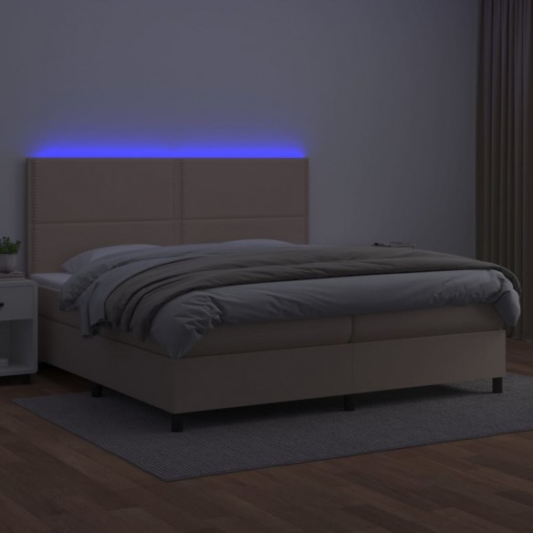 Cadre de lit avec matelas LED Cappuccino 200x200 cm