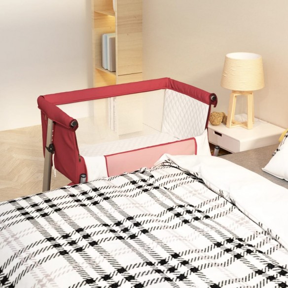 Lit pour bébé avec matelas Rouge Tissu de lin