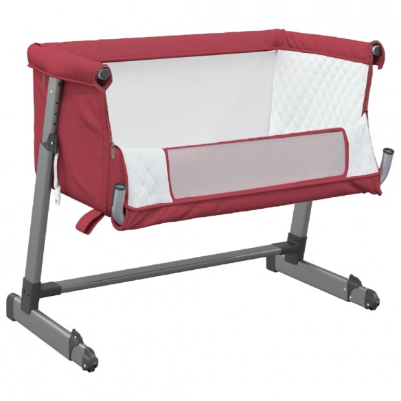 Lit pour bébé avec matelas Rouge Tissu de lin