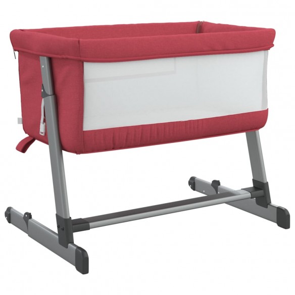 Lit pour bébé avec matelas Rouge Tissu de lin