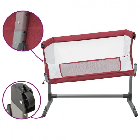 Lit pour bébé avec matelas Rouge Tissu de lin