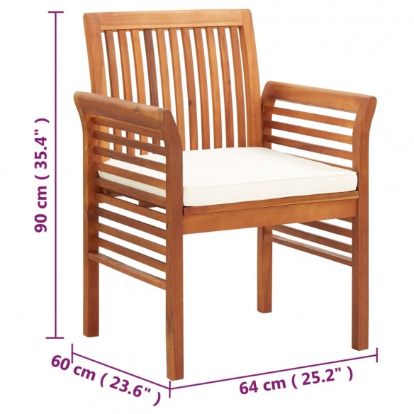 Chaises à dîner de jardin et coussins 8pcs Bois d'acacia massif