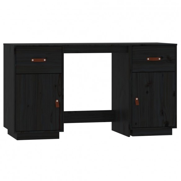 Bureau avec armoires Noir 135x50x75 cm Bois massif de pin