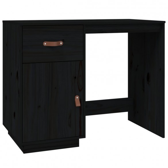 Bureau avec armoires Noir 135x50x75 cm Bois massif de pin