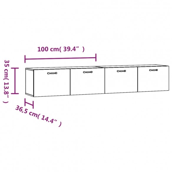 Armoires murales 2 pcs Blanc brillant 100x36,5x35 cm Bois