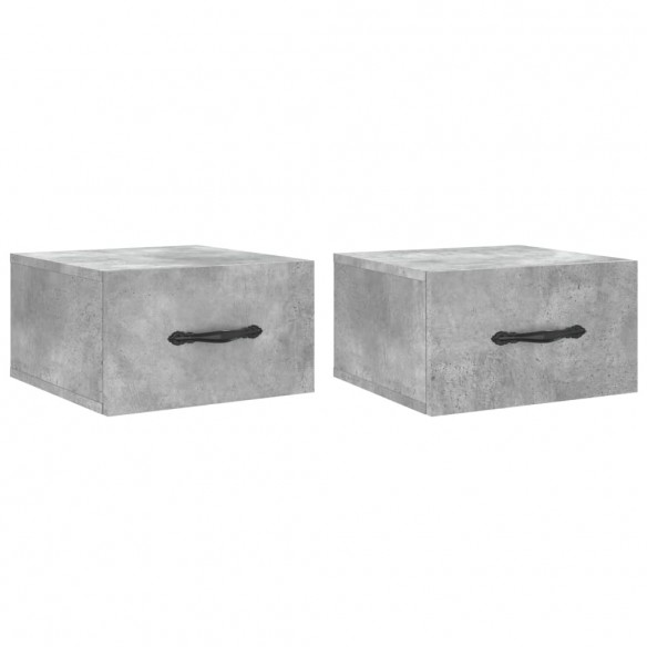 Tables de chevet murales 2 pcs gris béton 35x35x20 cm