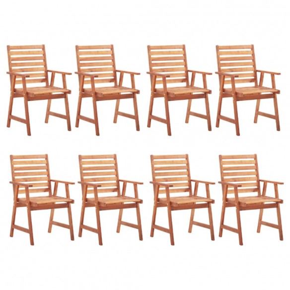 Chaises à dîner d'extérieur 8 pcs avec coussins Acacia massif