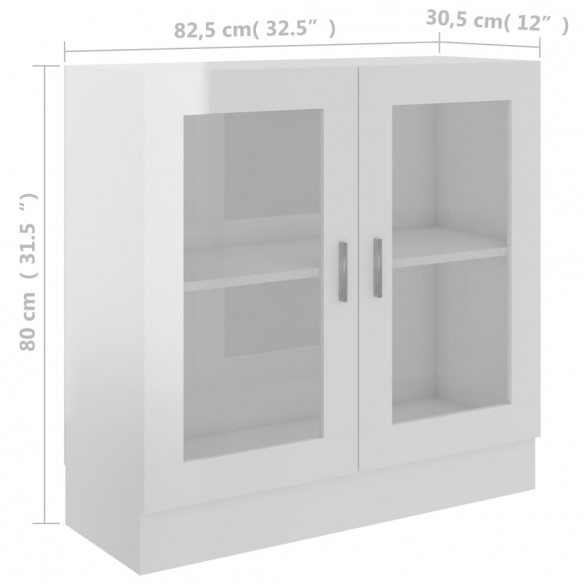 Armoire à vitrine Blanc brillant 82,5x30,5x80 cm Aggloméré