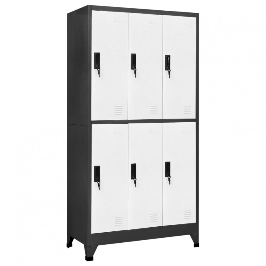 Armoire à casiers Anthracite et blanc 90x45x180 cm Acier