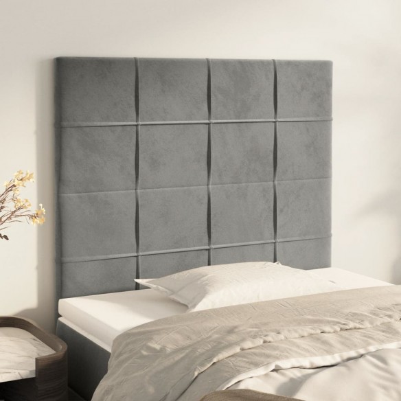 Têtes de lit 2 pcs Gris clair 100x5x78/88 cm Velours