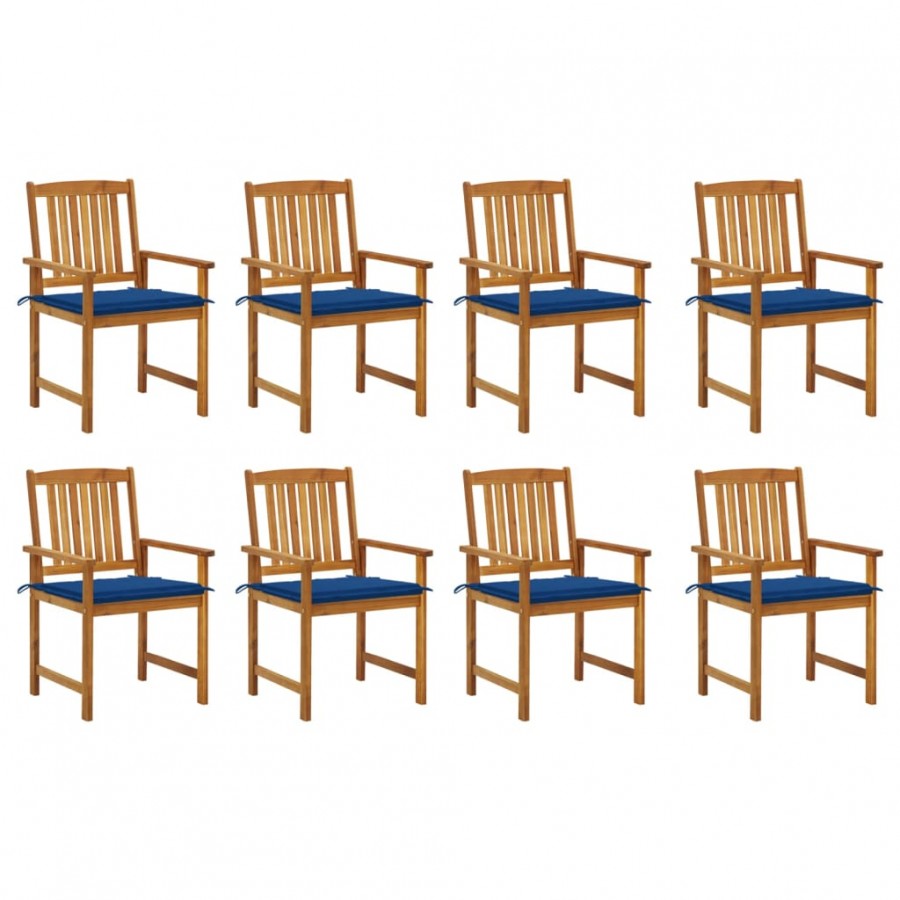 Chaises de jardin avec coussins 8 pcs Bois d'acacia solide