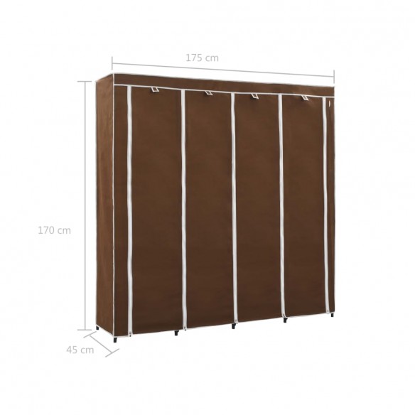 Garde-robe avec 4 compartiments Marron 175x45x170 cm