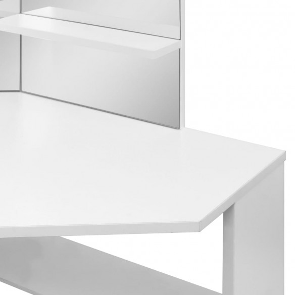 Coiffeuse d'angle table de maquillage lumière LED Blanc clair