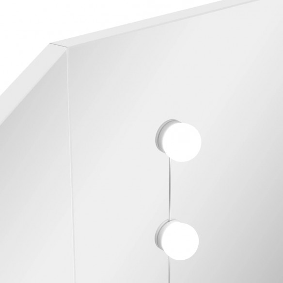 Coiffeuse d'angle table de maquillage lumière LED Blanc clair