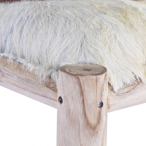 Tabouret de bar Cuir de chèvre véritable et bois de teck massif