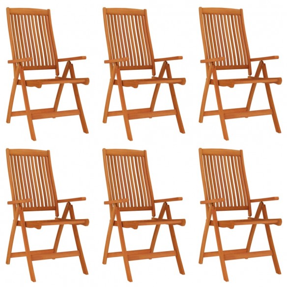 Chaises de jardin pliables 6 pcs Bois d'eucalyptus massif