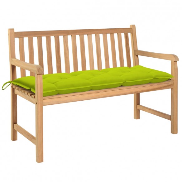 Banc de jardin avec coussin vert vif 120 cm Bois de teck massif