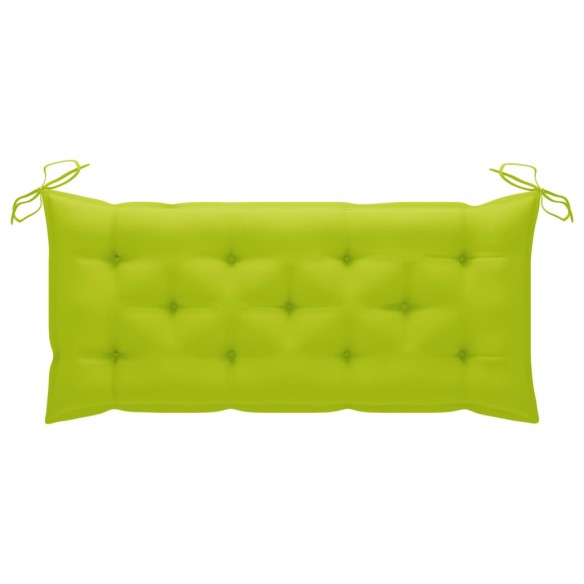 Banc de jardin avec coussin vert vif 120 cm Bois de teck massif