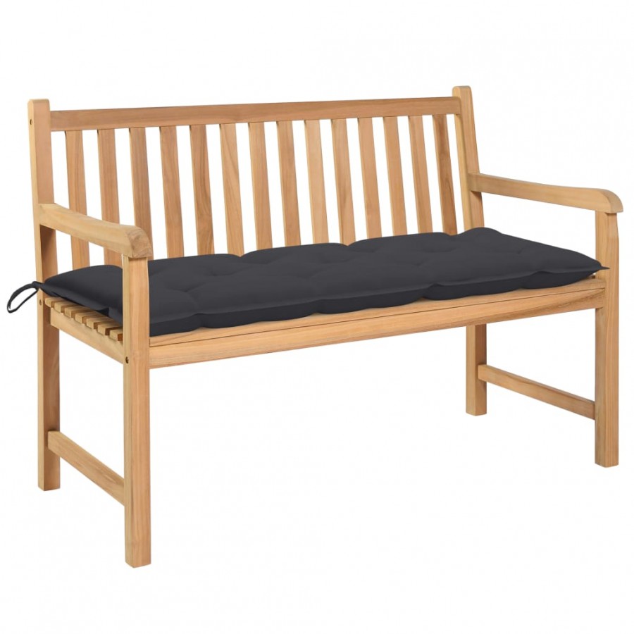 Banc de jardin et coussin anthracite 120 cm Bois de teck massif