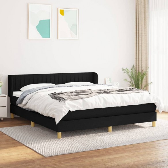 Cadre de lit avec matelas Noir 160x200 cm Tissu