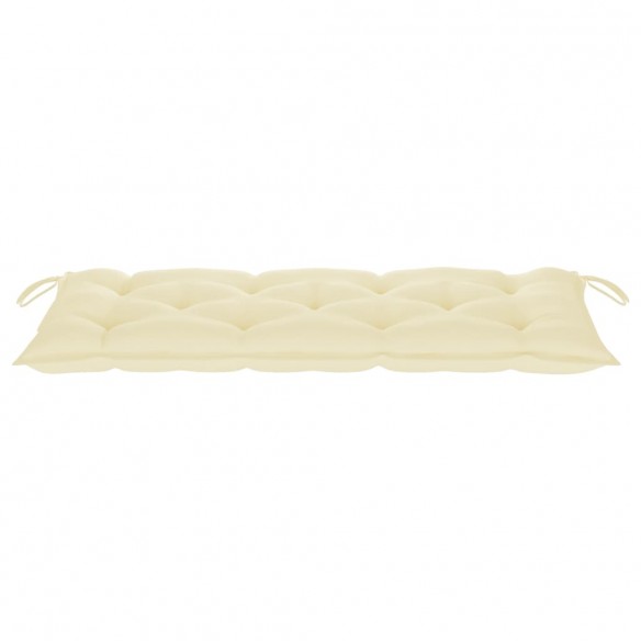 Banc de jardin avec coussin blanc crème 120 cm Bois de teck