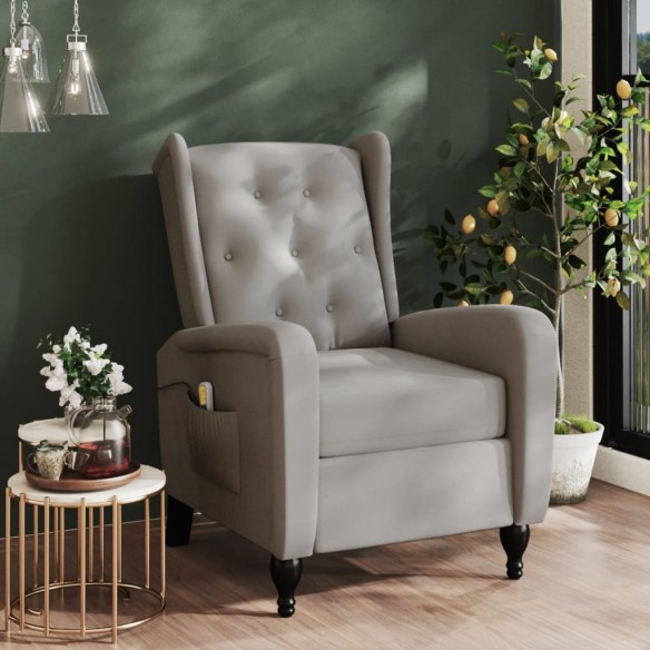 Fauteuil de massage inclinable gris clair velours