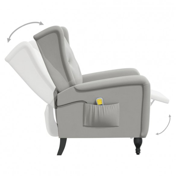 Fauteuil de massage inclinable gris clair velours