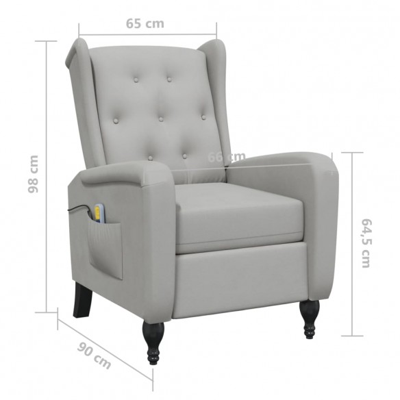 Fauteuil de massage inclinable gris clair velours