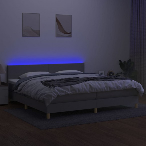 Cadre de lit matelas LED Gris clair 200x200 cm Tissu