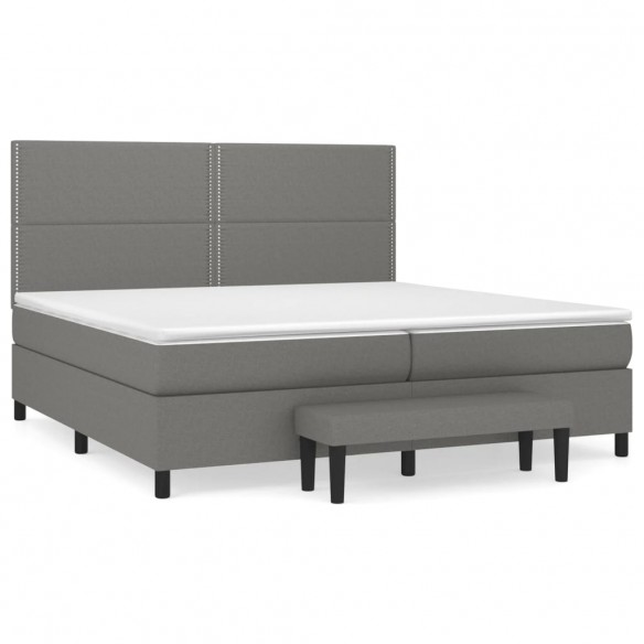 Cadre de lit avec matelas Gris foncé 200x200cm Tissu