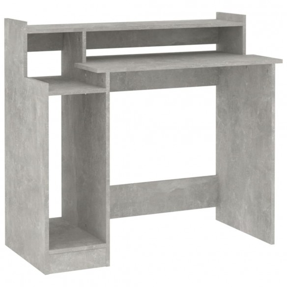 Bureau et lumières LED Gris béton 97x45x90 cm Bois d'ingénierie