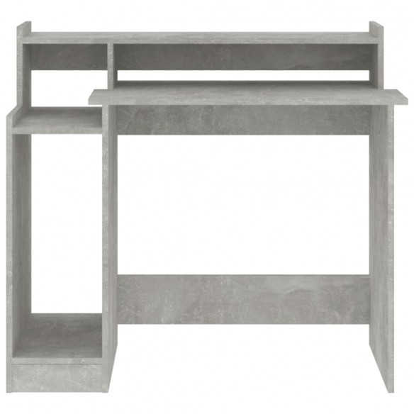 Bureau et lumières LED Gris béton 97x45x90 cm Bois d'ingénierie