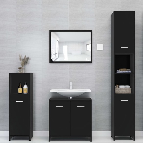 Ensemble de meubles de salle de bain 4 pcs Noir Aggloméré