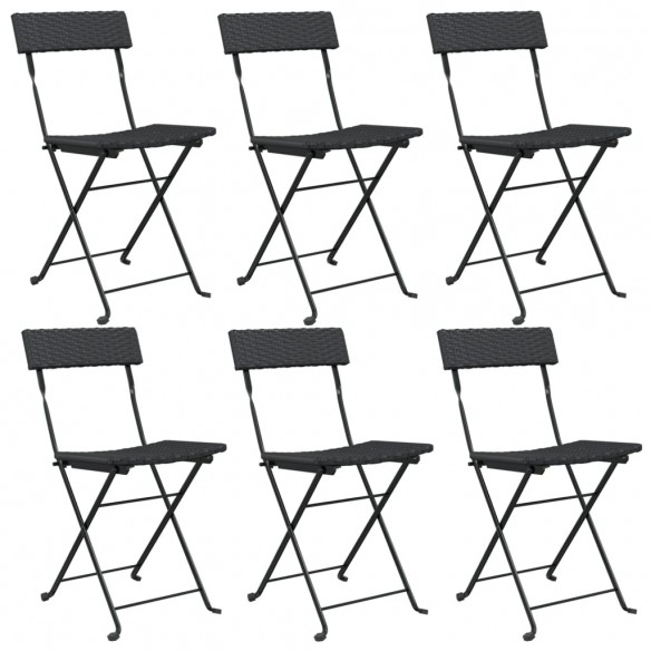 Chaises de bistrot pliantes 6 pcs Noir Résine tressée et acier