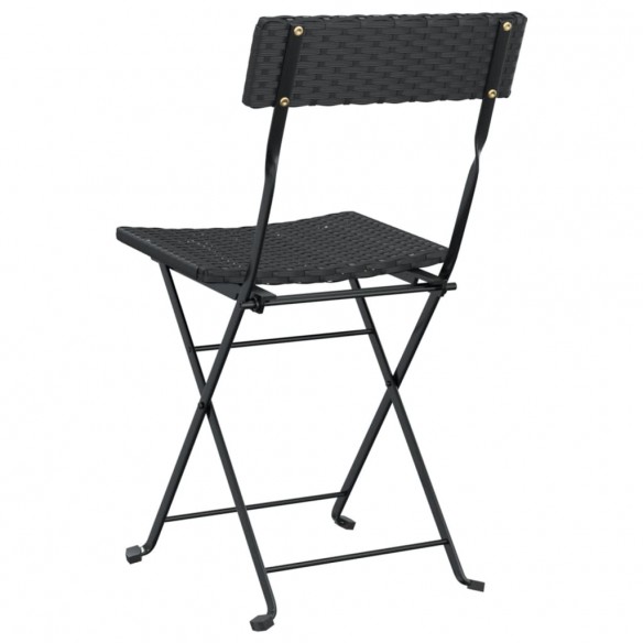 Chaises de bistrot pliantes 6 pcs Noir Résine tressée et acier