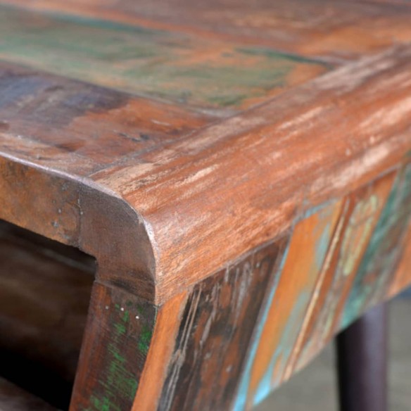 Bureau avec pieds en fer Bois de récupération