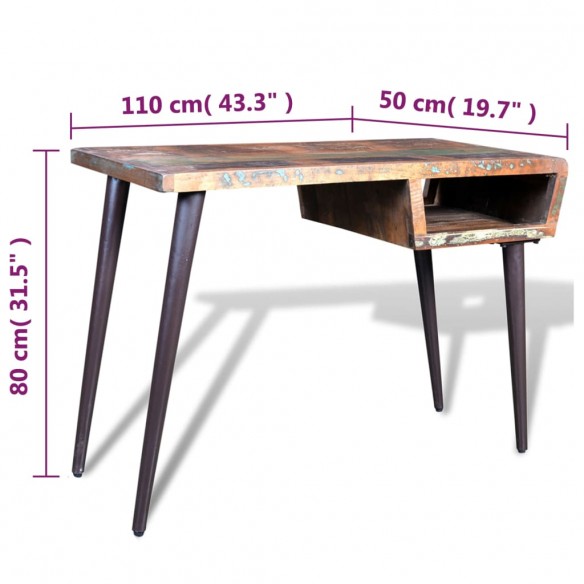 Bureau avec pieds en fer Bois de récupération