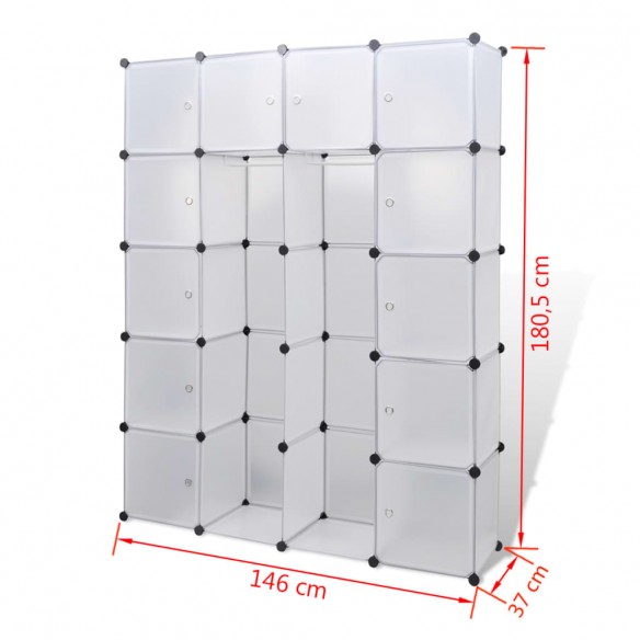 Armoire modulaire 14 compartiments blanc 37 x 146 x 180,5 cm