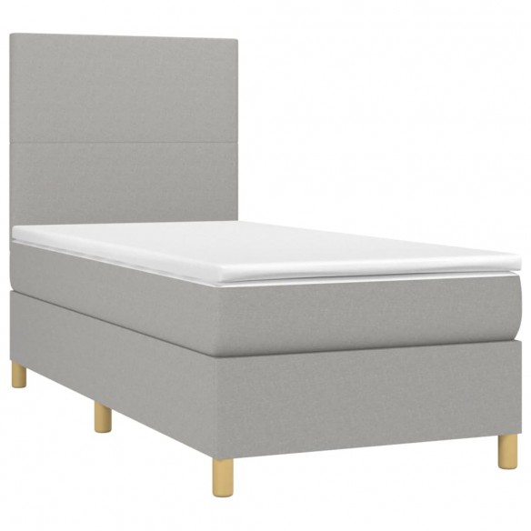 Cadre de lit et matelas et LED Gris clair 100x200 cm