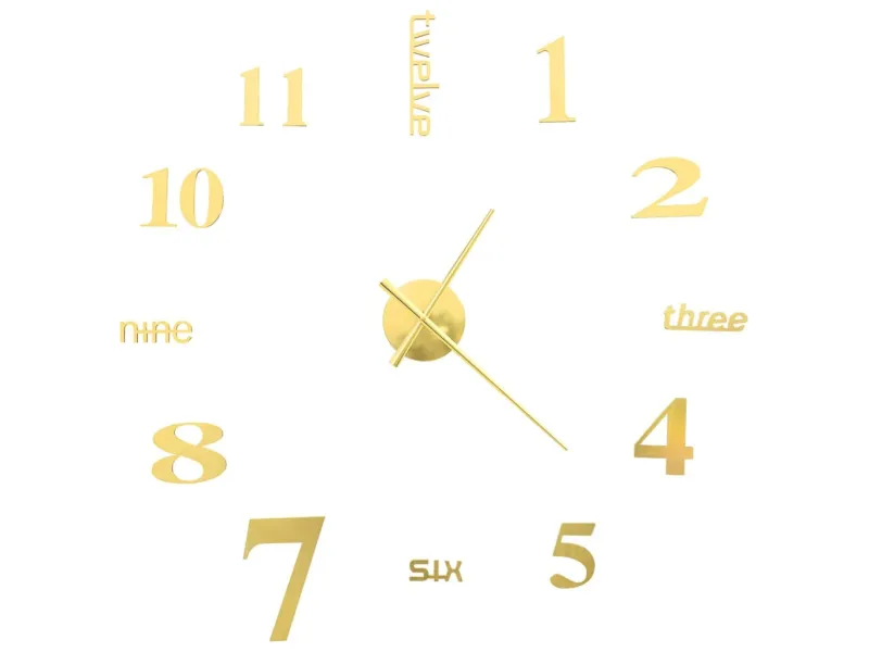 Horloge murale 3D Design moderne 100 cm XXL Doré