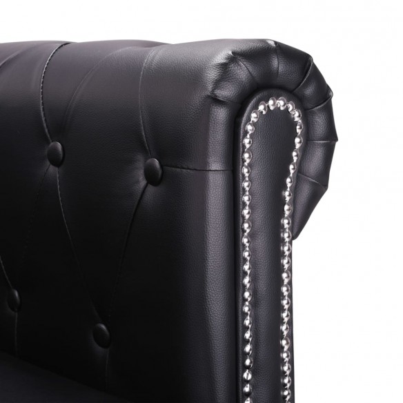 Canapé Chesterfield en forme de L cuir synthétique noir