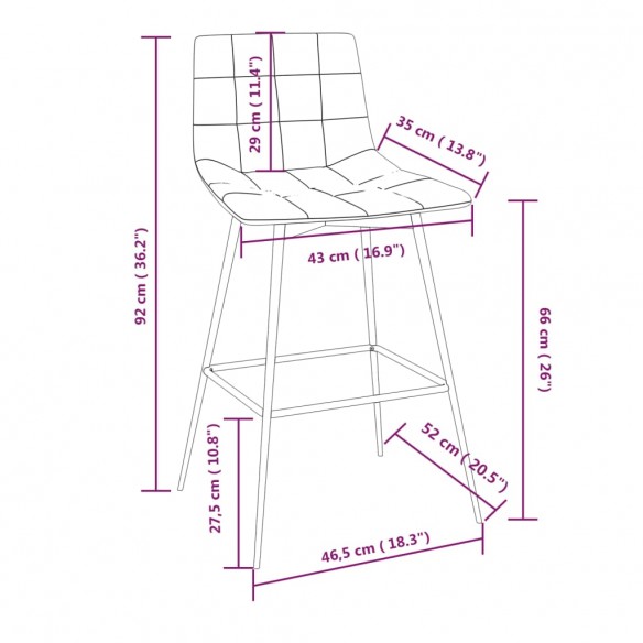 Tabouret de bar Gris foncé Velours