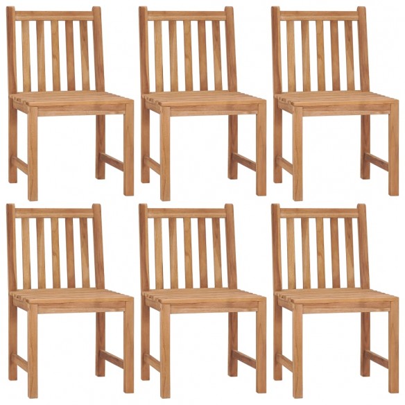 Chaises de jardin 6 pcs avec coussins Bois de teck massif