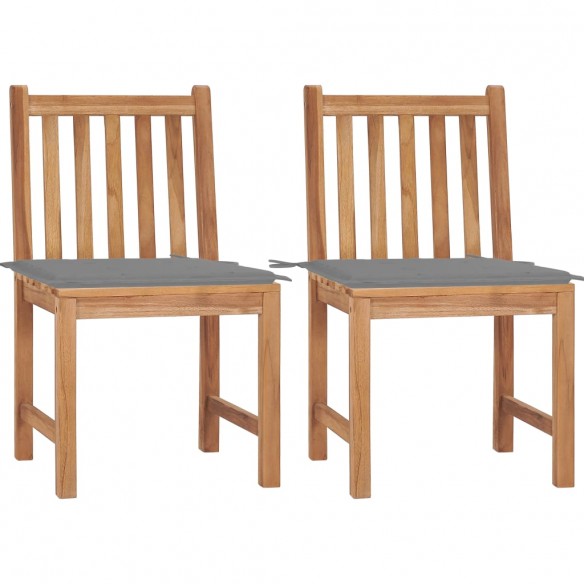 Chaises de jardin 2 pcs avec coussins Bois de teck massif