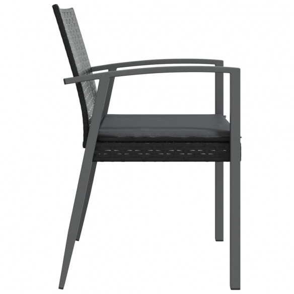 Chaises de jardin et coussins lot de 4 noir 56,5x57x83 cm rotin