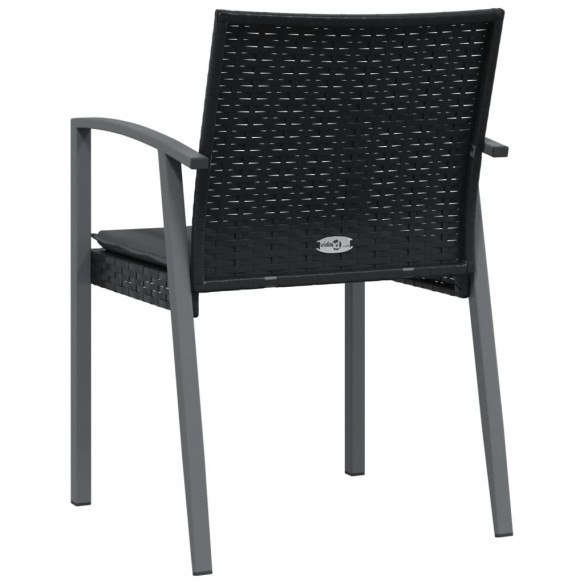 Chaises de jardin et coussins lot de 4 noir 56,5x57x83 cm rotin