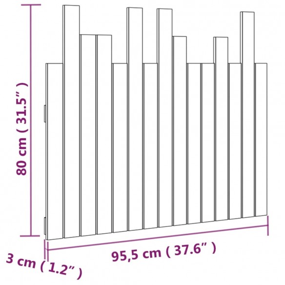 Tête de lit murale Gris 95,5x3x80 cm Bois massif de pin