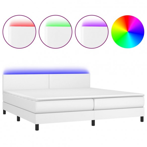 Cadre de lit avec matelas et LED Blanc 200x200 cm