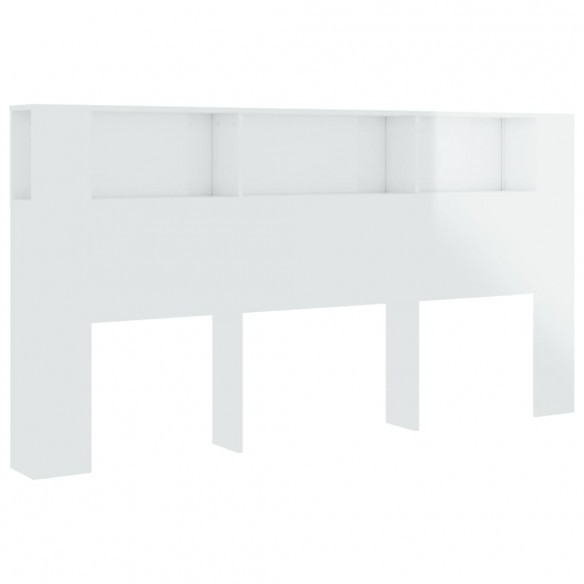 Armoire de tête de lit Blanc brillant 200x18,5x104,5 cm